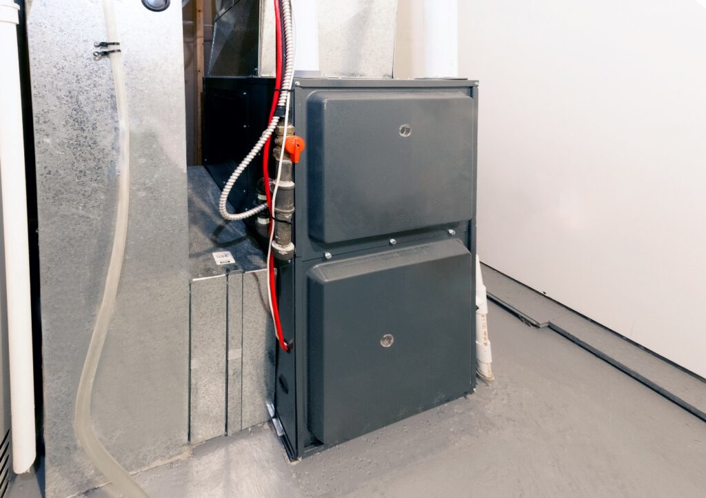 Electric furnace installed in the basement of a Michigan home